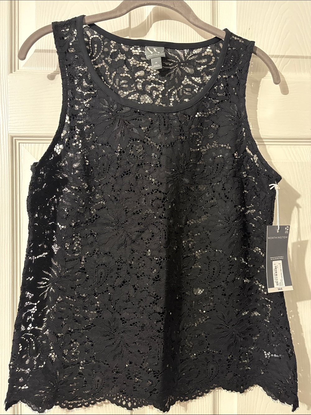 Worthington Black Floral Lace Sleeveless Camisole